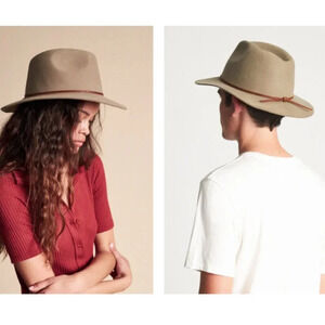 WESLEY PACKABLE UNISEX SUMMER FEDORA  FLAT RIMMED HAT - LIGHT OLIVE BY BRIXTON